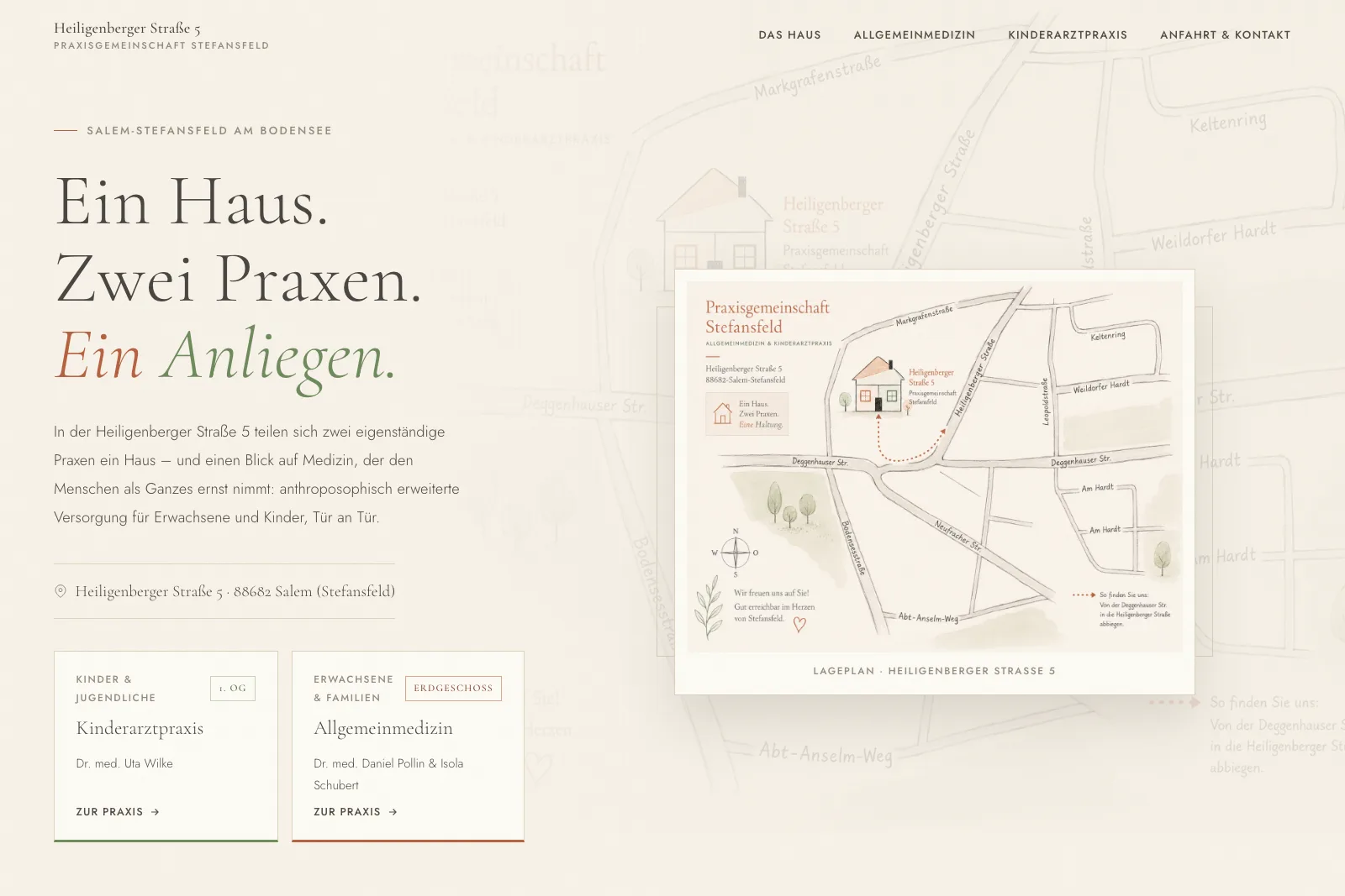 Startseite der Praxisgemeinschaft mit beiden Praxen